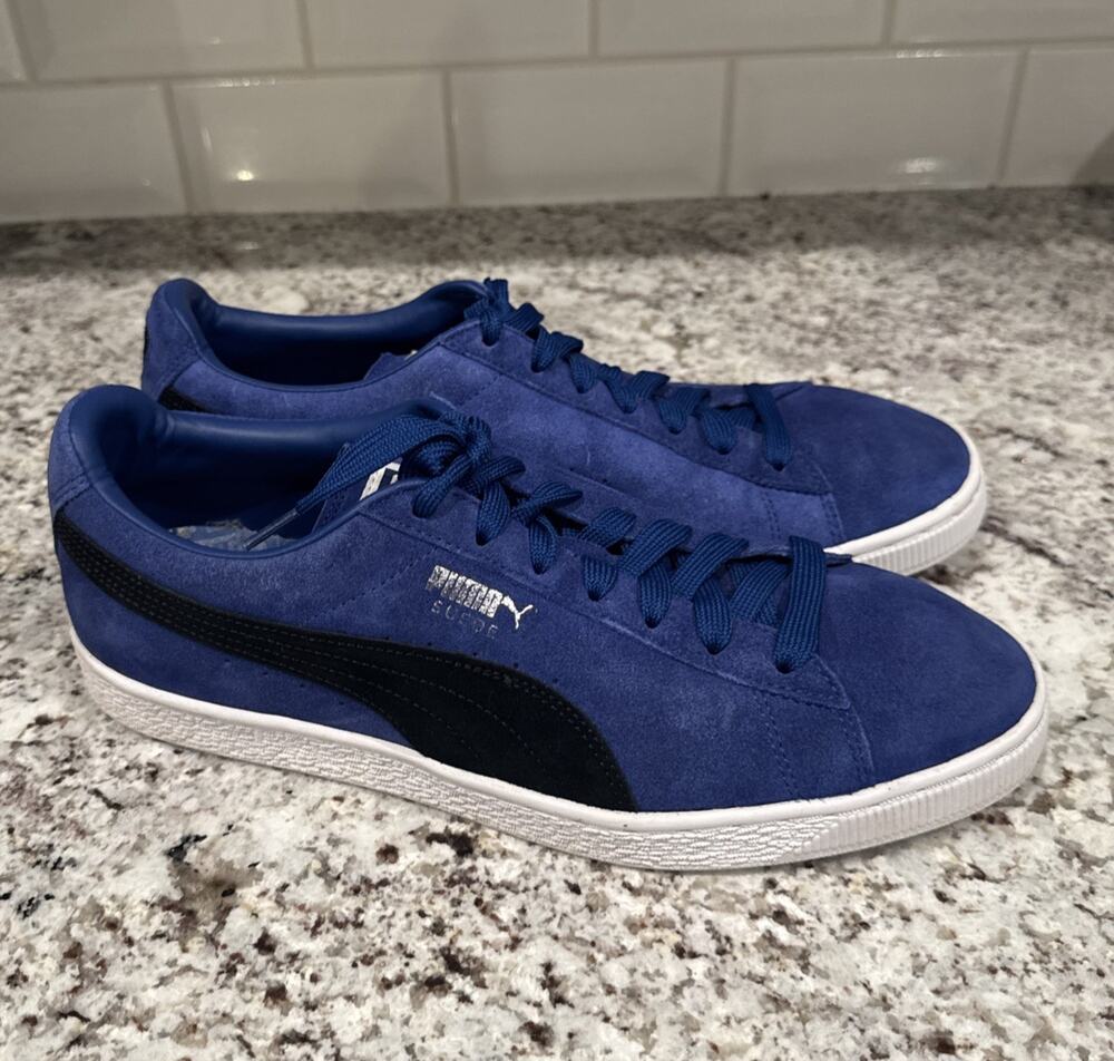 PUMA Suede Classic 363242-01 Blue/Black Suede Low Top Lace-Up Sneaker Mens Sz 11